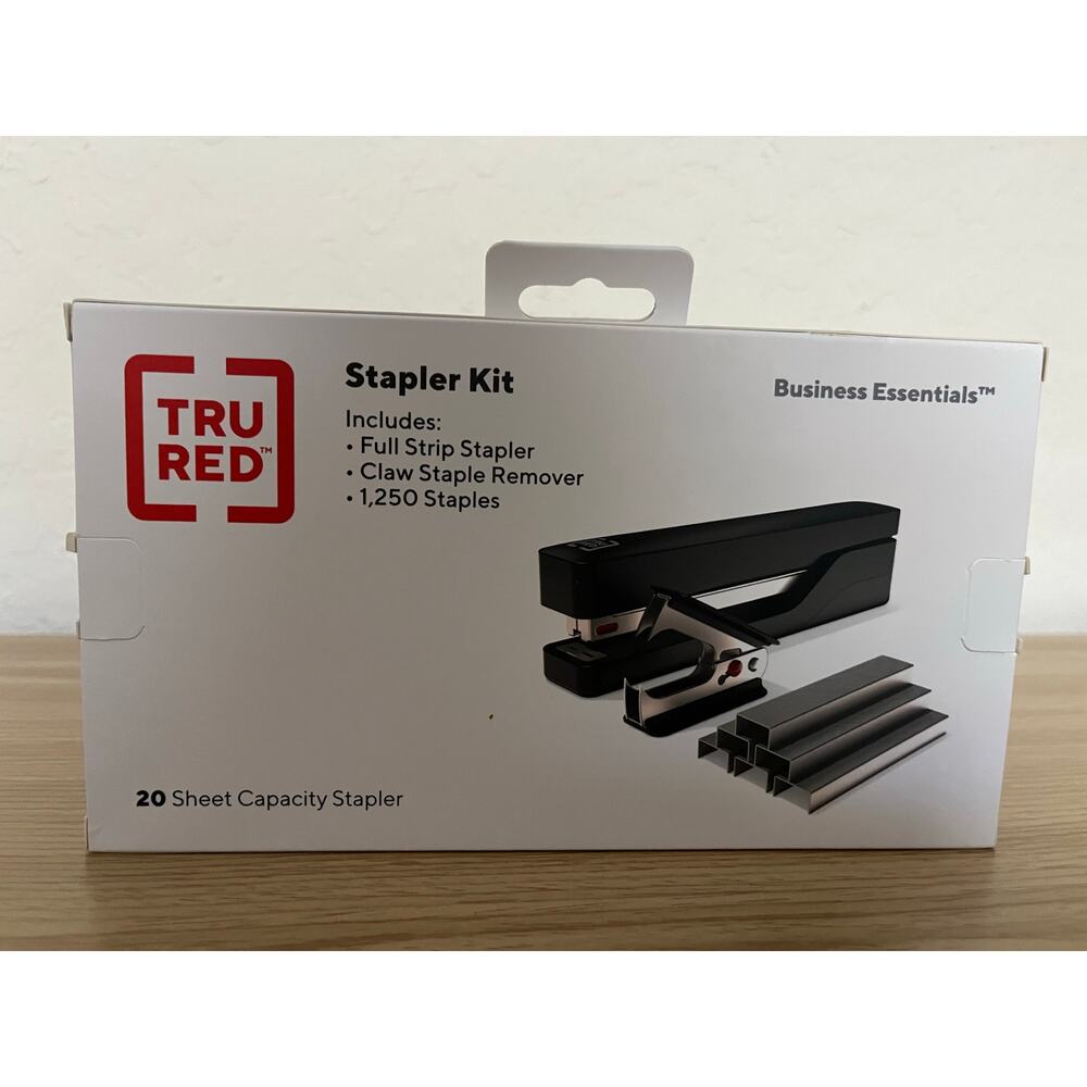 TRU RED Desktop Stapler Kit 20-Sheet Capacity Black TR58081